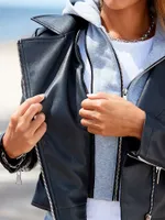 Cropped Leather Jacket