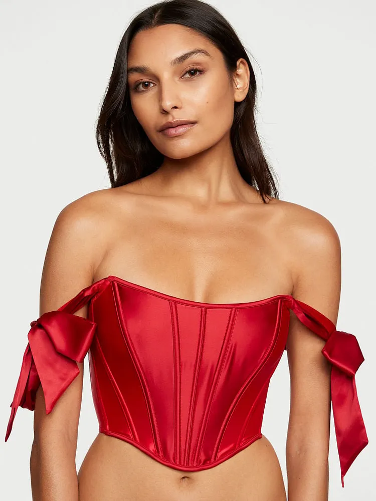 Bejeweled Strap Satin Corset Top