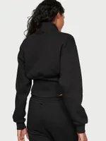 Cotton Fleece Corset Half-Zip Mock Neck Pullover