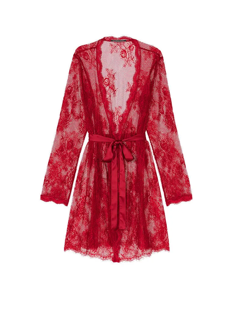 Fishnet Floral Mesh Lace Robe