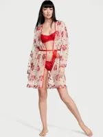 Floral Embroidery Sheer Mesh Robe