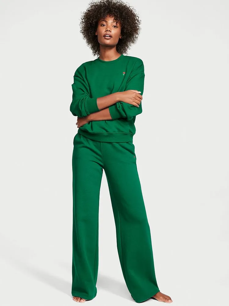 Cotton High-Rise Fleece Mid Rise Lounge Pants