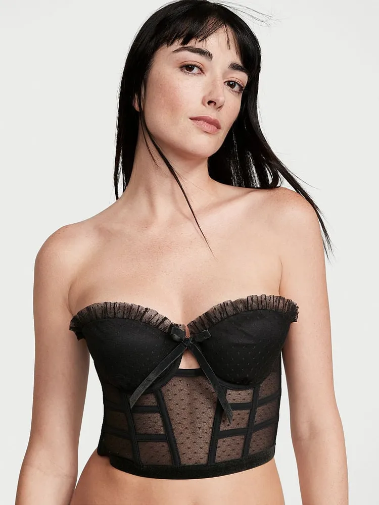 Vs Strapless Dotted Mesh Corset Top