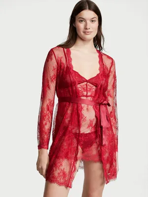 Fishnet Floral Mesh Lace Robe