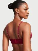 Faux Patent Leather Strapless Longline Balconette Bra