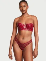 Faux Patent Leather Strapless Longline Balconette Bra