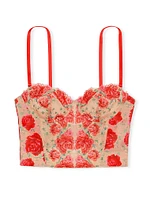 Strapless Floral Embroidery Corset Top