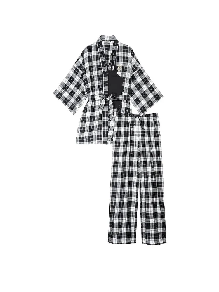 Flannel 3-Piece Long Pajama Set