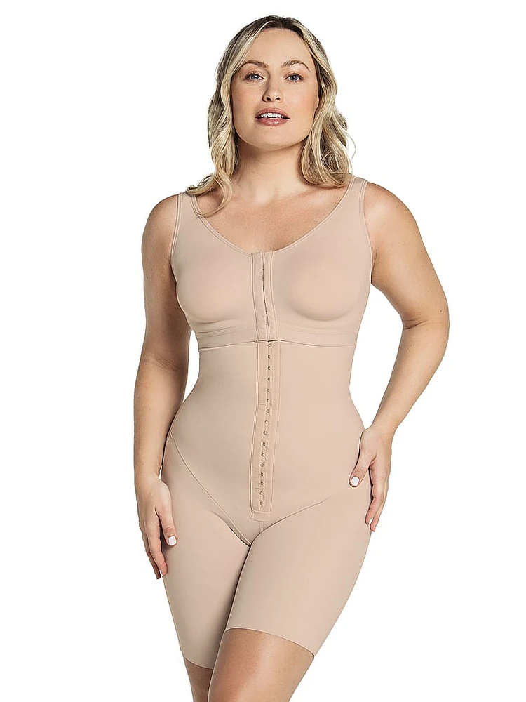 Firm Compression Tummy Control Body Shaper with Built-In Bra