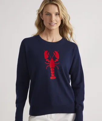 Lobster Intarsia Cashmere Crewneck Sweater