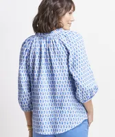 Seastitch Double Gauze Floral Block Print Popover