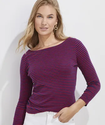 Striped Boatneck Simple Tee