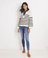 Breton Stripe Slub Split-Neck Sweater