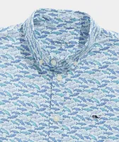 Boys' Stretch Poplin Short-Sleeve Fish Print Shirt