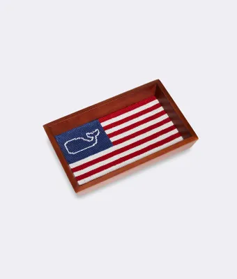 vineyard vines x Smathers & Branson Flag Whale Needlepoint Tray