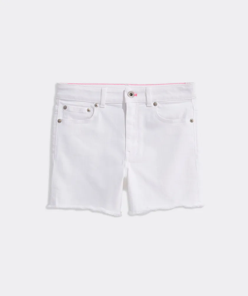 Girls' White Denim Cut-Off Shorts