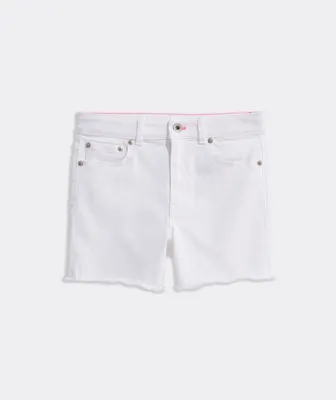 Girls' White Denim Cut-Off Shorts
