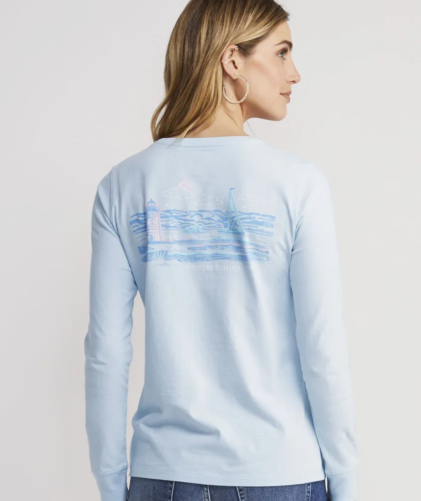 Edgartown Light and Ships Long-Sleeve Pocket Tee