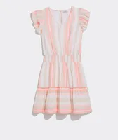 Striped V-Neck Smocked Dress