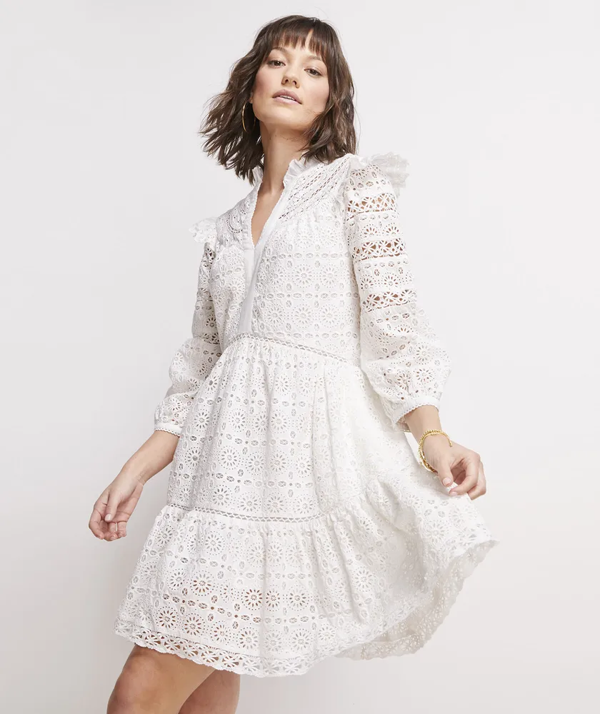 Tiered Eyelet Ruffle Dress