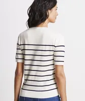 Striped Luxe Short-Sleeve Sweater