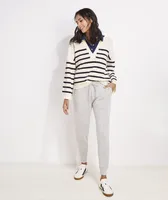 Breton Stripe Slub Split-Neck Sweater