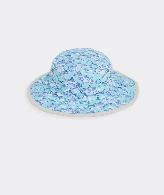 Vineyard Vines Reversible Harbor Fish Green Blue Tan Bucket Hat