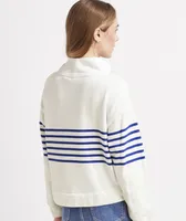 Striped Funnel-Neck Pullover