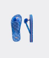Vineyard Vines Girl's Girls' Whale Pom Flip Flops (Tide Blue) (Size: