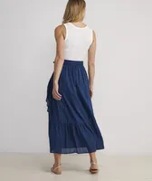 Swiss Dot Tie-Waist Maxi Skirt