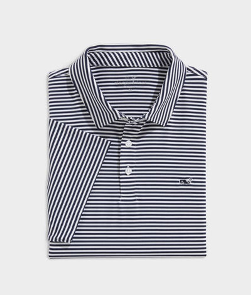 Vineyard Vines Men's St. Jean Stripe Sankaty Polo (Lighthouse Red, Large)