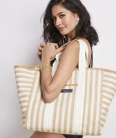 Neutral Blocked Stripe Tote