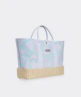 Cay Floral Wicker Bottom Tote