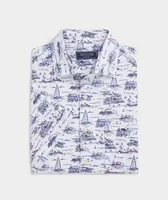 Stretch Poplin Short-Sleeve Edgartown Scenes Shirt