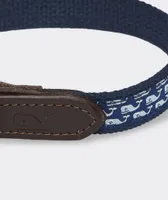 Vineyard Whale Leather Canvas Club Dog Collar