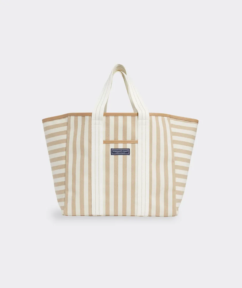 Neutral Blocked Stripe Tote