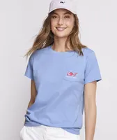 Kentucky Derby Women's Roses Whale Short-Sleeve Pocket Tee