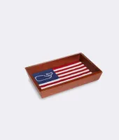 vineyard vines x Smathers & Branson Flag Whale Needlepoint Tray