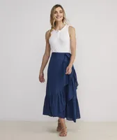 Swiss Dot Tie-Waist Maxi Skirt