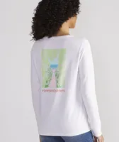 Palm Tree Beach Path Long-Sleeve Pocket Tee