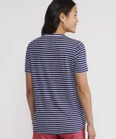 Striped Linen V-Neck Tee