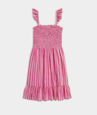 Girls' Painted Stripe Smocked Dress