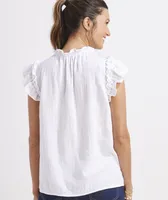 Seastitch Double Gauze Ruffle Popover