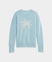 Palm Tree Intarsia Cashmere Crewneck Sweater