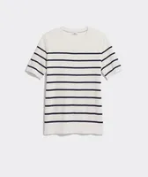 Striped Luxe Short-Sleeve Sweater