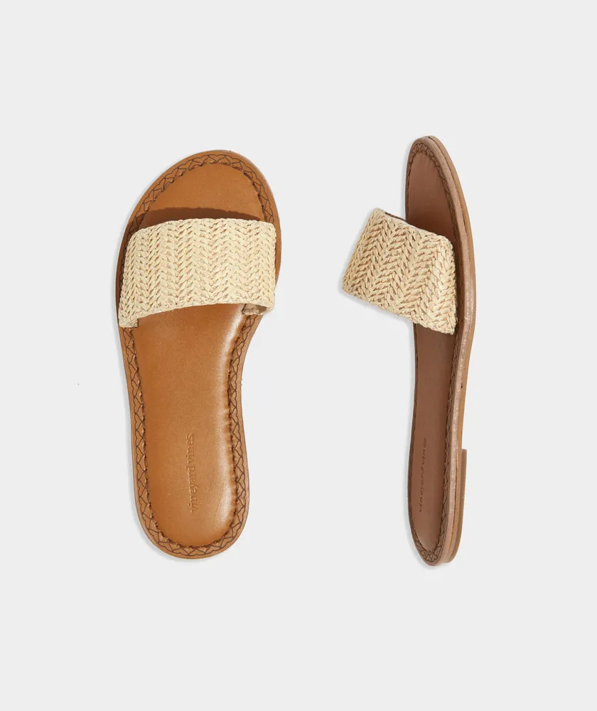 Woven Jute Leather Slide