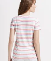 Striped Short-Sleeve Crewneck Simple Tee