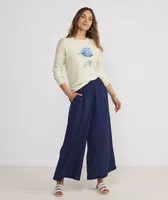 Hydrangea Intarsia Cashmere Crewneck Sweater