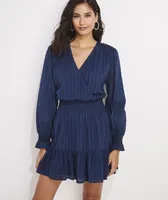 Textured Smocked Wrap Dress