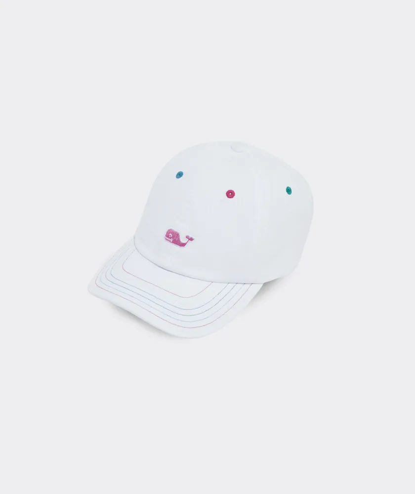 Vineyard Vines Whale Logo Baseball Hat in Light Blue w/ Pink